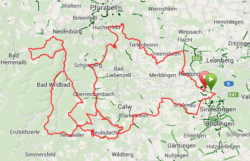 Die Marathon Strecke 2014, 215km