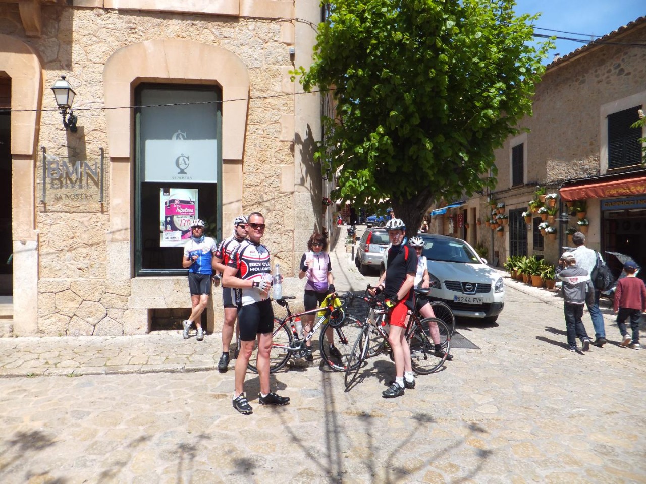 Pause in Valldemossa, Jürgen, Herbert, Tilman, Brigitte, Hartmut, Ralf