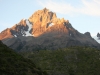 Campingplatz Lago Pehoé, Sonnenuntergang über Los Cuernos und Cerro Paine Grande